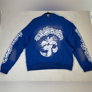 Hellstar Studios Blue Yoga Hooded Sweatshirt Blue size large